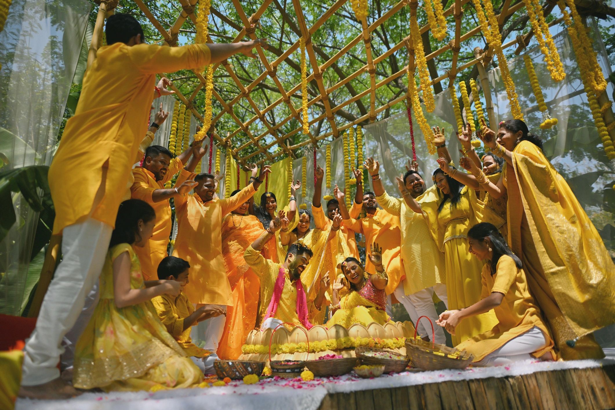 Wedding celebration with floral blessings