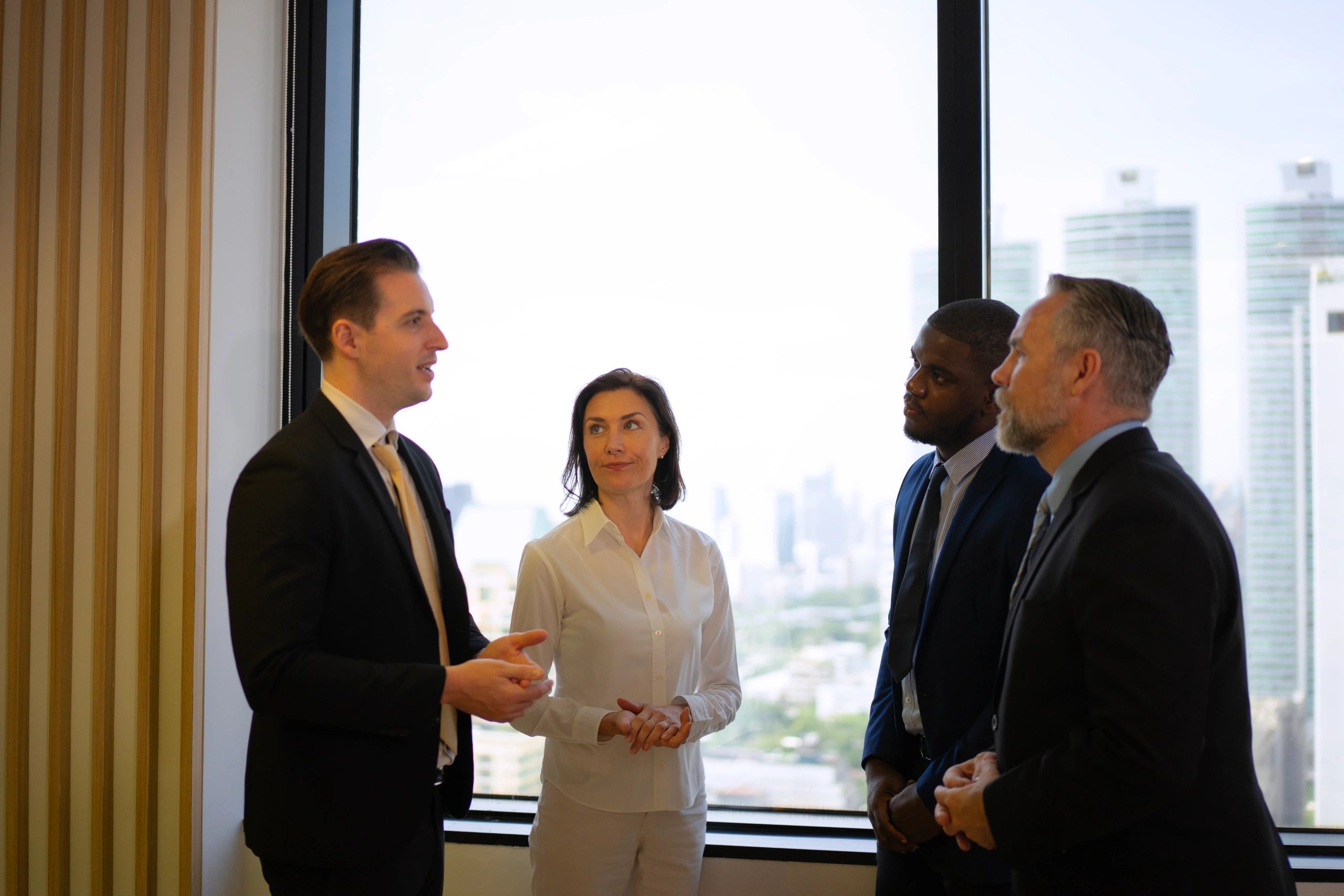 Team collaboration during a polished corporate gathering
